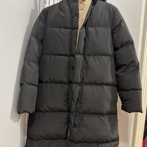 Trendyol Beige Puffer Coat with Black Trim